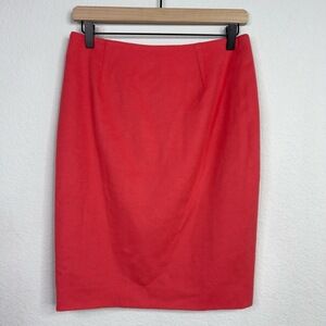 Mugler Skirt Womens Size 40 Red Pink Wool‎ Angora Cashmere Pencil Preppy Office